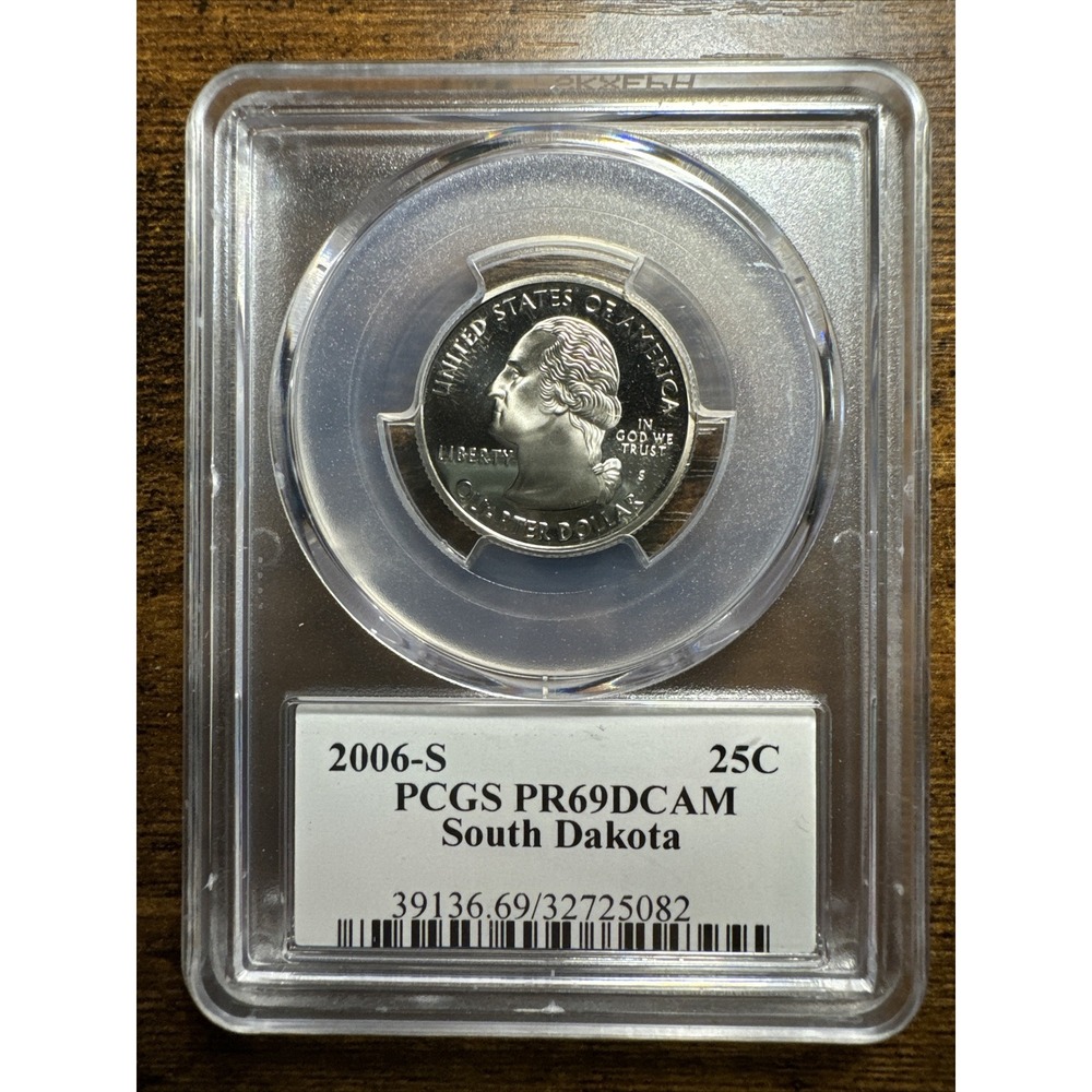 2006 - S Clad Washington Quarter - South Dakota - PCGS PR69DCAM - Flag Series